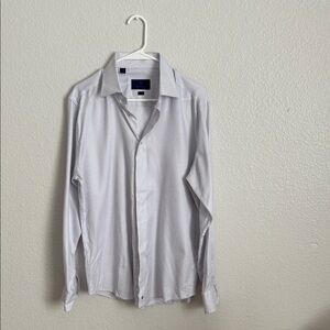 David Donahue Light Gray Patterned Dress Shirt